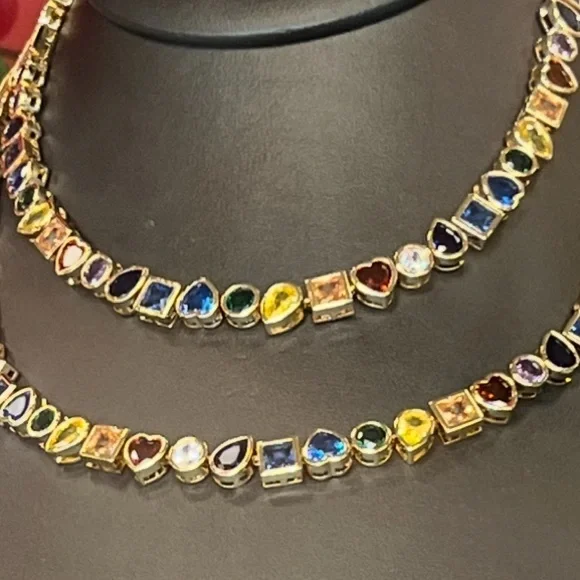 NWT 🤎💙💚 Camila Coelho Gorgeous Multicolor Cubic Zirconia Necklace - Picture 11 of 14